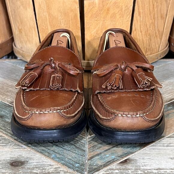 Brown Shoe Sundance Kiltie Tassel Brown Leather Slip-On Comfort Loafers Mens 8 - Picture 4 of 11